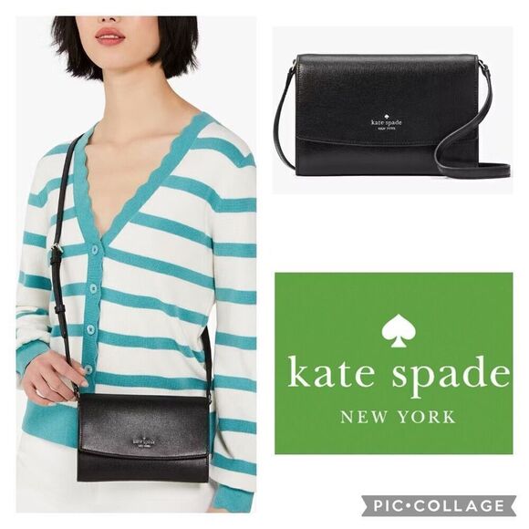 Kate Spade Perry Leather Crossbody Clutch Black